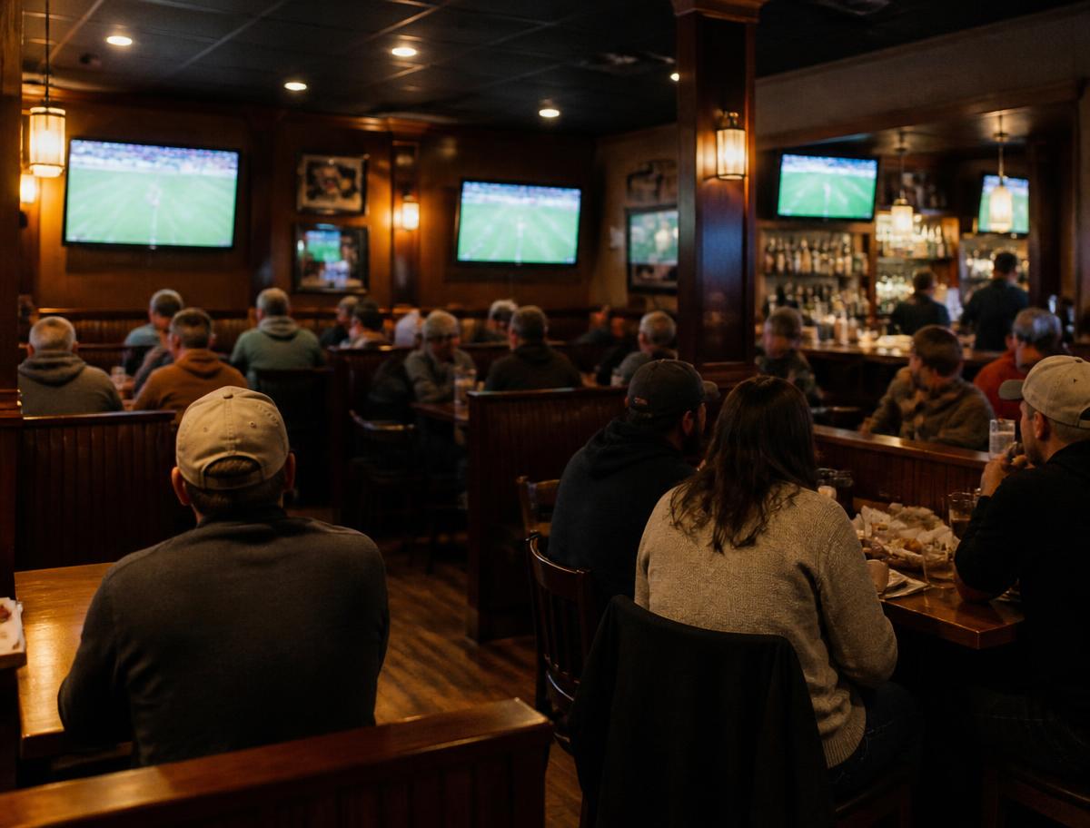 A full dining room on a game day