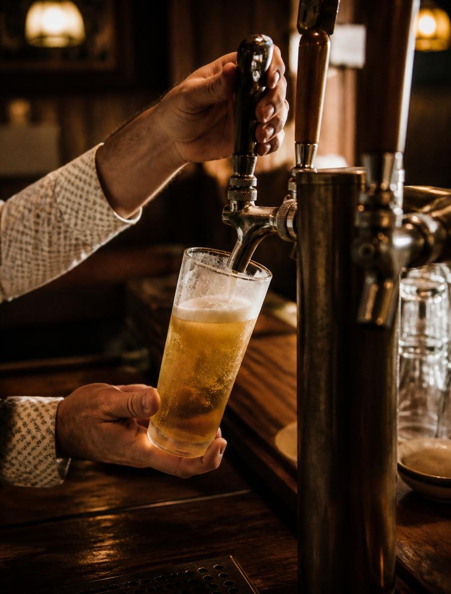 Bartender pouring a draft